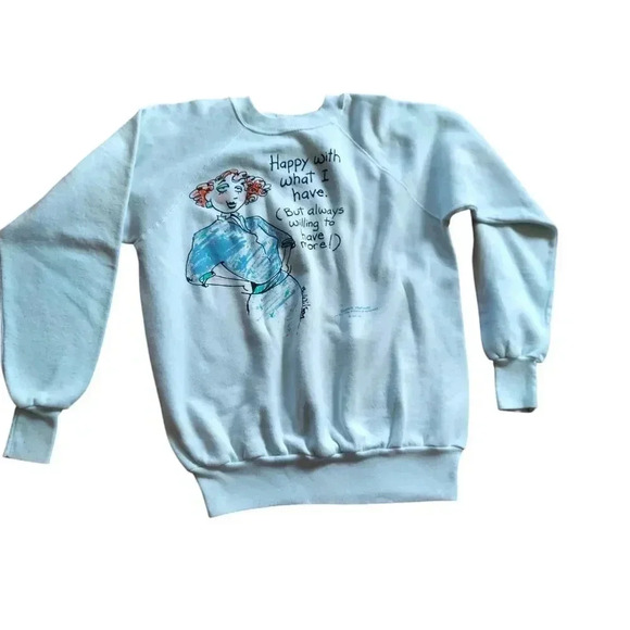 Vintage 80's 90's Raglan Crewneck Sweatshirt Cartoon Babe Hallmark - Picture 2 of 7